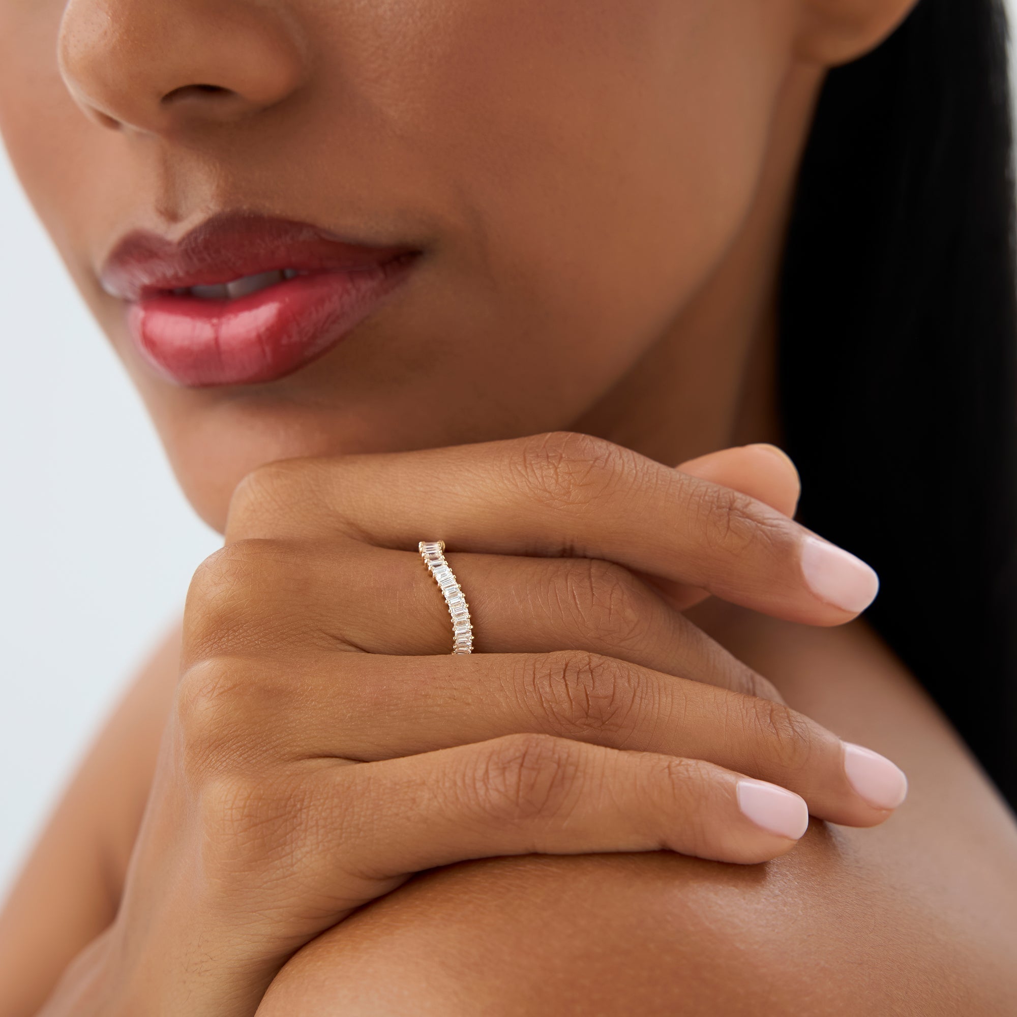 14k Unique Wave Design Baguette Diamond Ring - GeumJewels