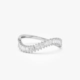 14k Unique Wave Design Baguette Diamond Ring - GeumJewels