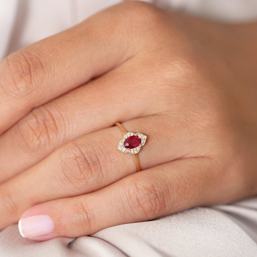 14k Victorian Genuine Ruby Ring - GeumJewels
