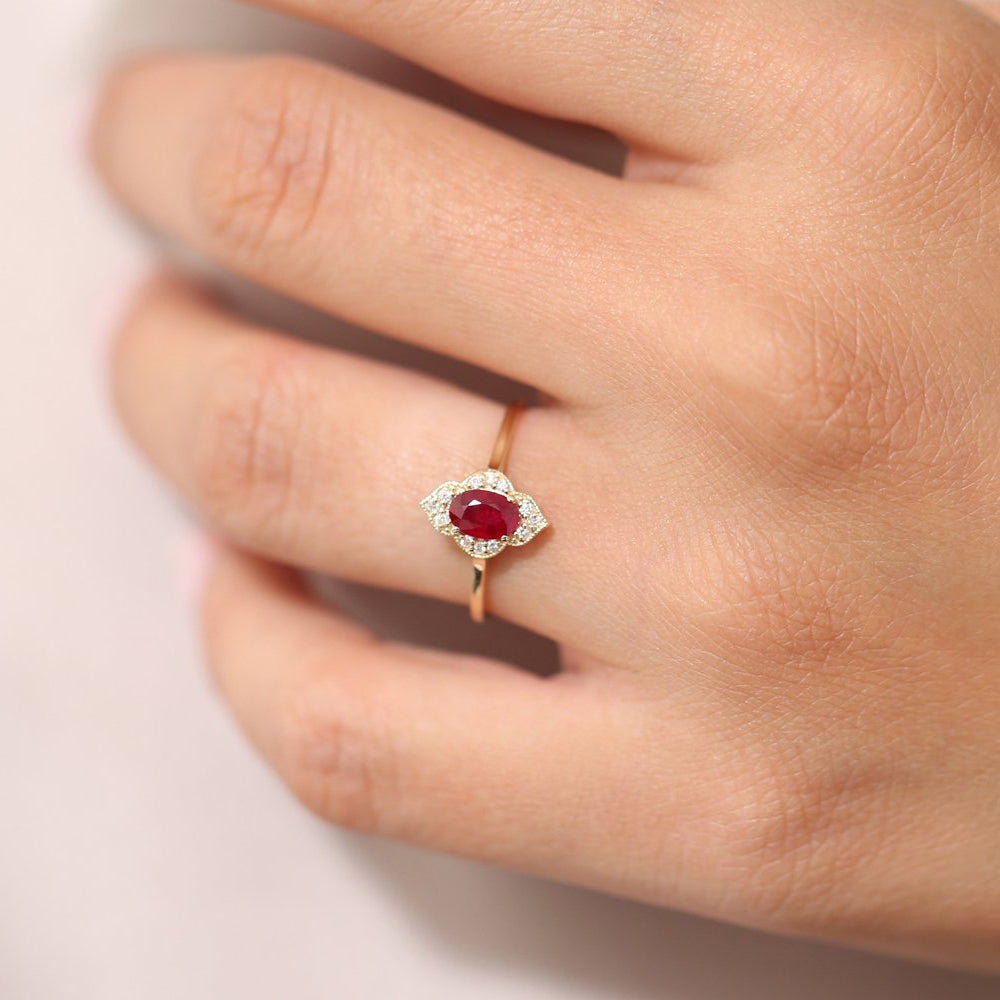 14k Victorian Genuine Ruby Ring - GeumJewels
