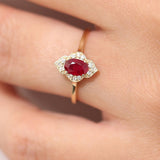 14k Victorian Genuine Ruby Ring - GeumJewels
