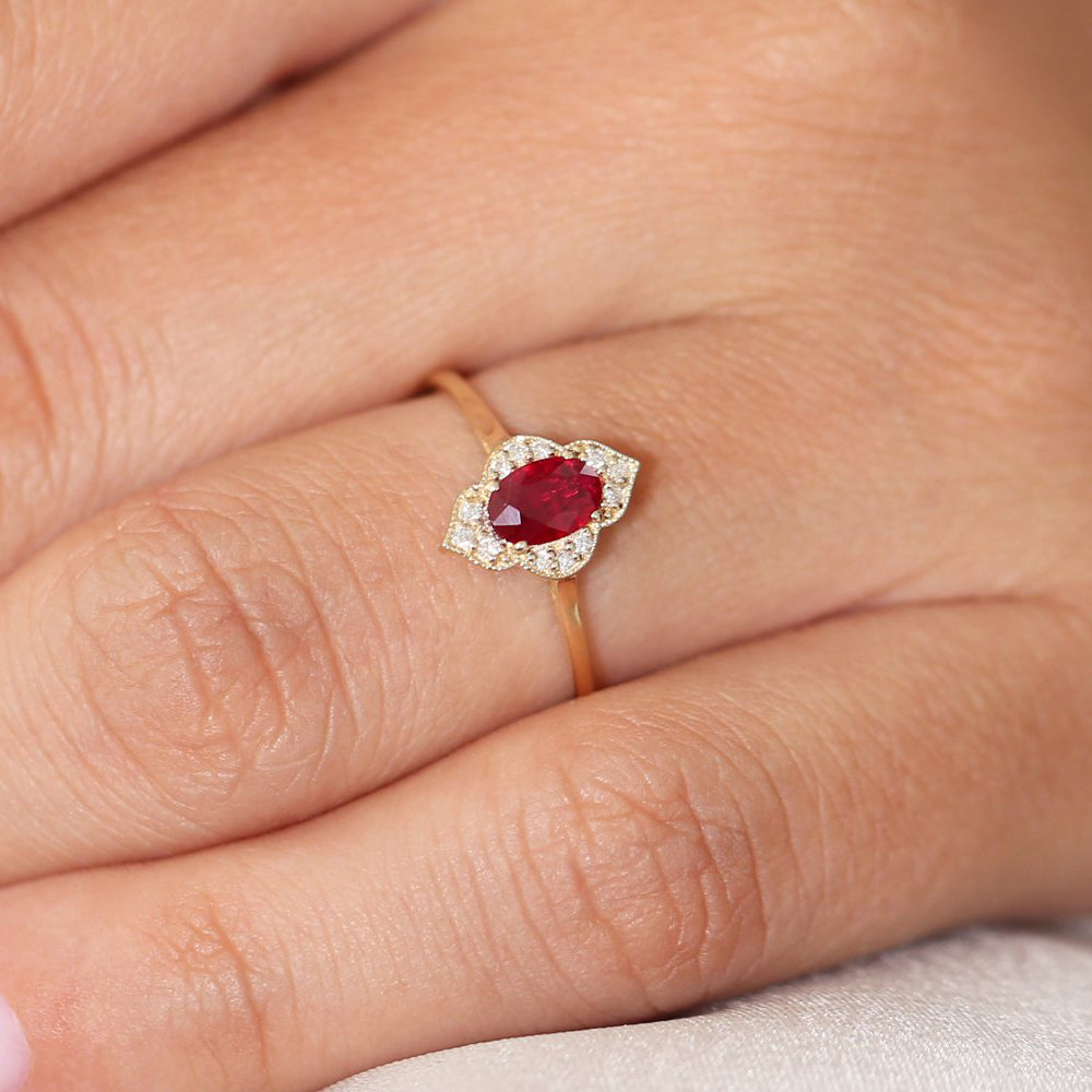 14k Victorian Genuine Ruby Ring - GeumJewels