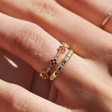 Full Eternity Clover Ruby and Diamond Ring in 14k Gold - GeumJewels