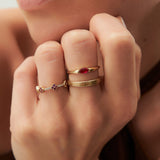 Full Eternity Clover Ruby and Diamond Ring in 14k Gold - GeumJewels