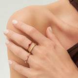 Full Eternity Clover Ruby and Diamond Ring in 14k Gold - GeumJewels