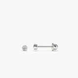 14k Bezel Setting Diamond Stud Piercing - GeumJewels