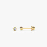 14k Bezel Setting Diamond Stud Piercing - GeumJewels