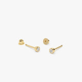 14k Bezel Setting Diamond Stud Piercing - GeumJewels