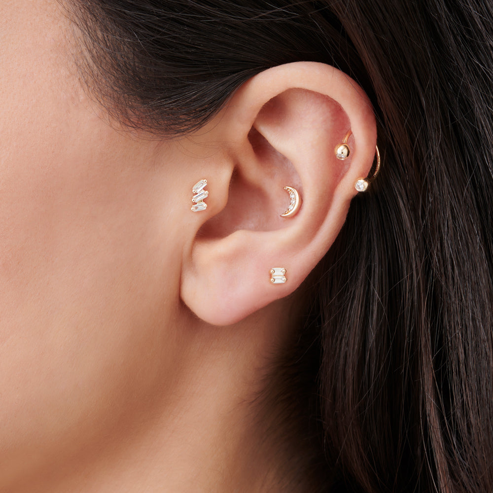 14k Crescent Moon Helix Piercing - GeumJewels