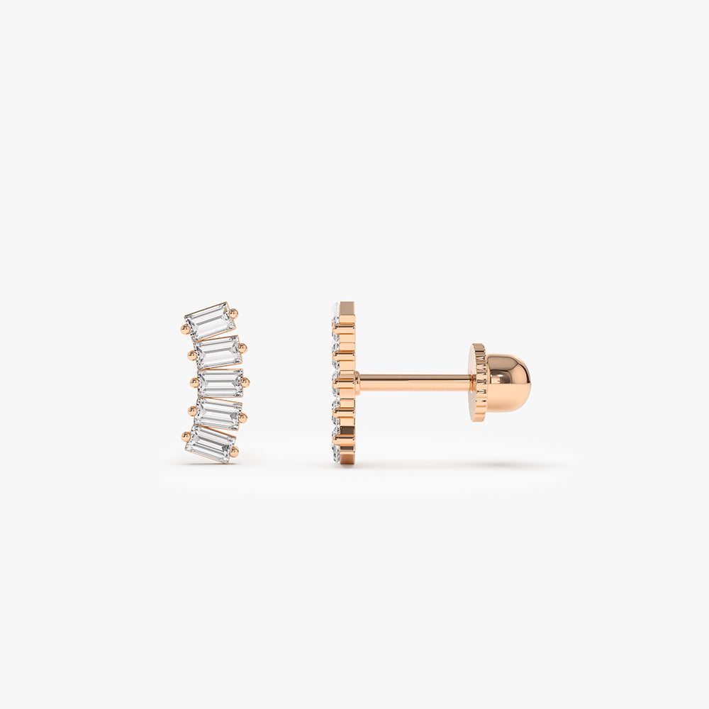 14k Curved Baguette Helix Piercing - GeumJewels