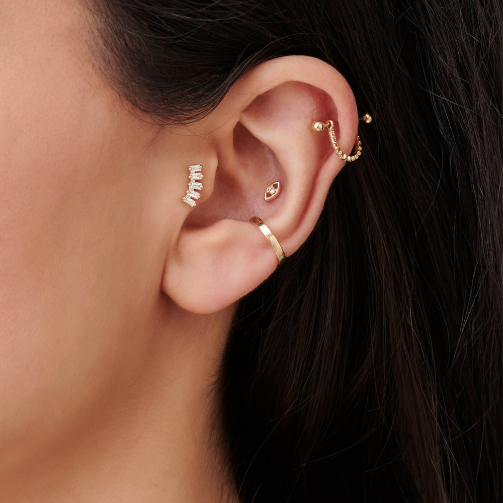 14k Curved Baguette Helix Piercing - GeumJewels