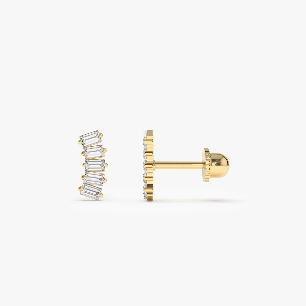 14k Curved Baguette Helix Piercing - GeumJewels