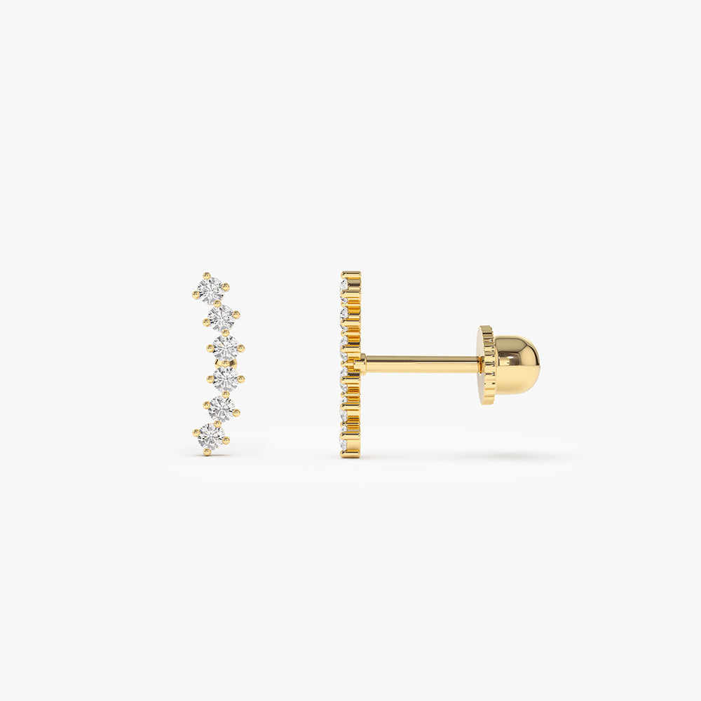 14k Curved Diamond Cluster Helix Piercing - GeumJewels