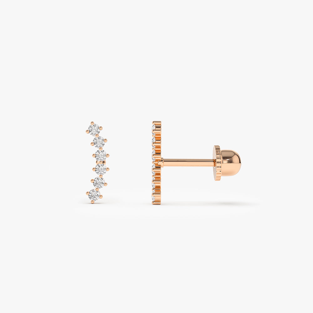 14k Curved Diamond Cluster Helix Piercing - GeumJewels