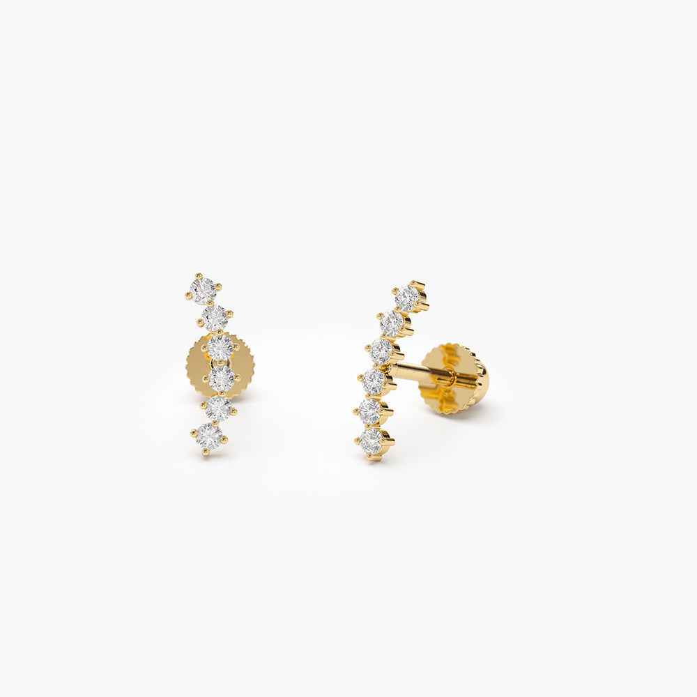 14k Curved Diamond Cluster Helix Piercing - GeumJewels