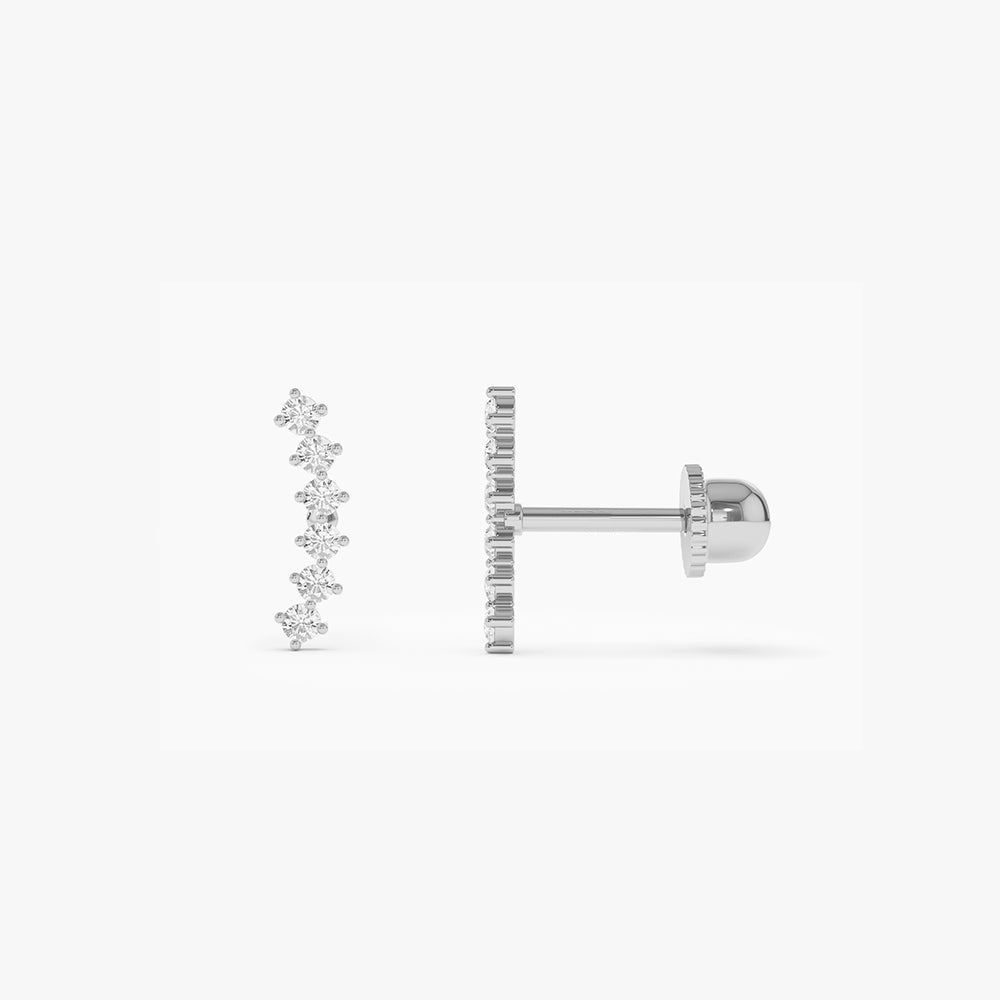 14k Curved Diamond Cluster Helix Piercing - GeumJewels