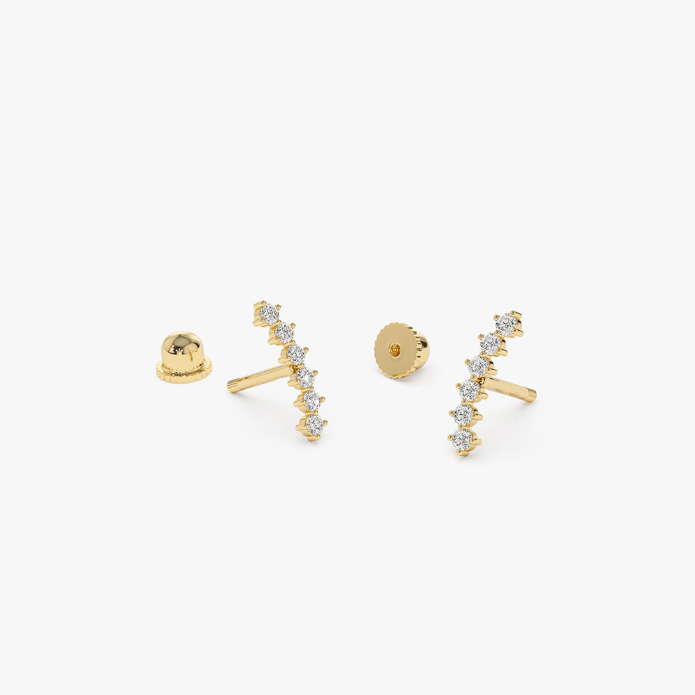 14k Curved Diamond Cluster Helix Piercing - GeumJewels