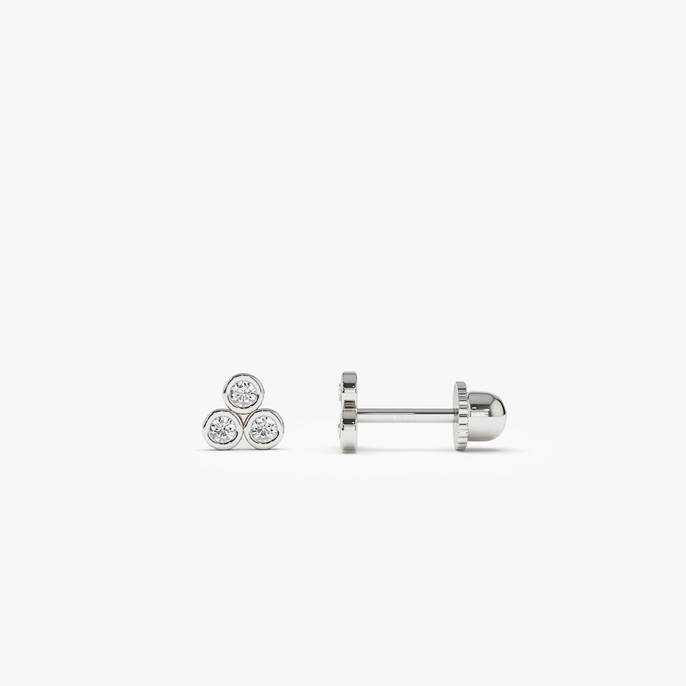 14K Dainty Diamond Trio Helix Piercing - GeumJewels