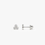14K Dainty Diamond Trio Helix Piercing - GeumJewels