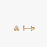 14K Dainty Diamond Trio Helix Piercing - GeumJewels