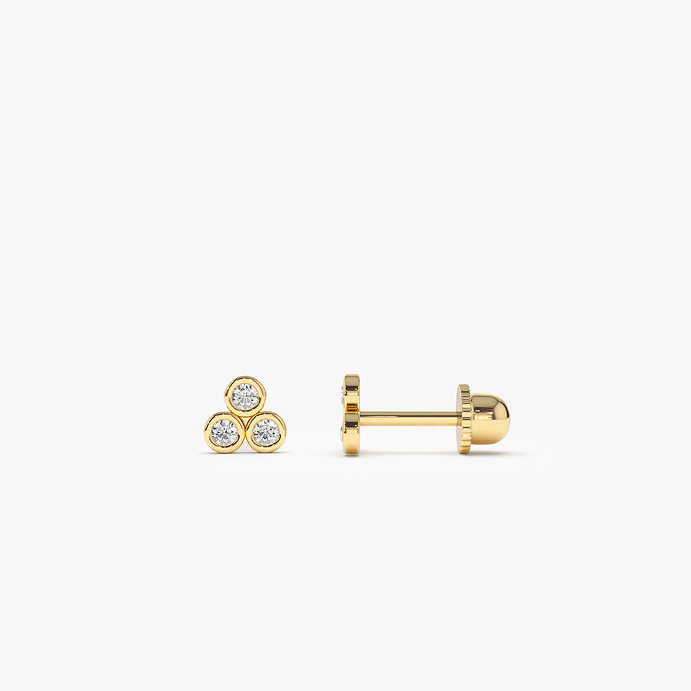 14K Dainty Diamond Trio Helix Piercing - GeumJewels