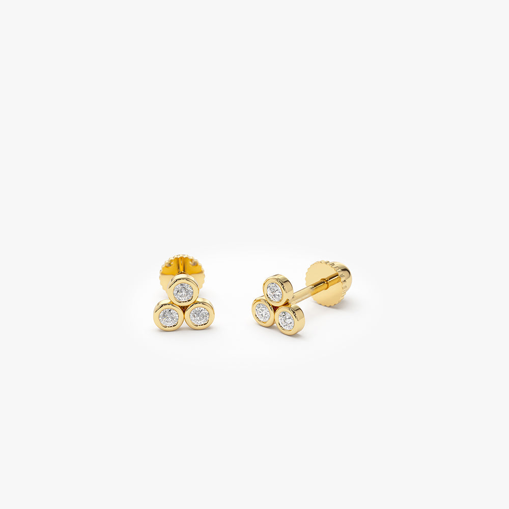 14K Dainty Diamond Trio Helix Piercing - GeumJewels