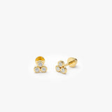14K Dainty Diamond Trio Helix Piercing - GeumJewels