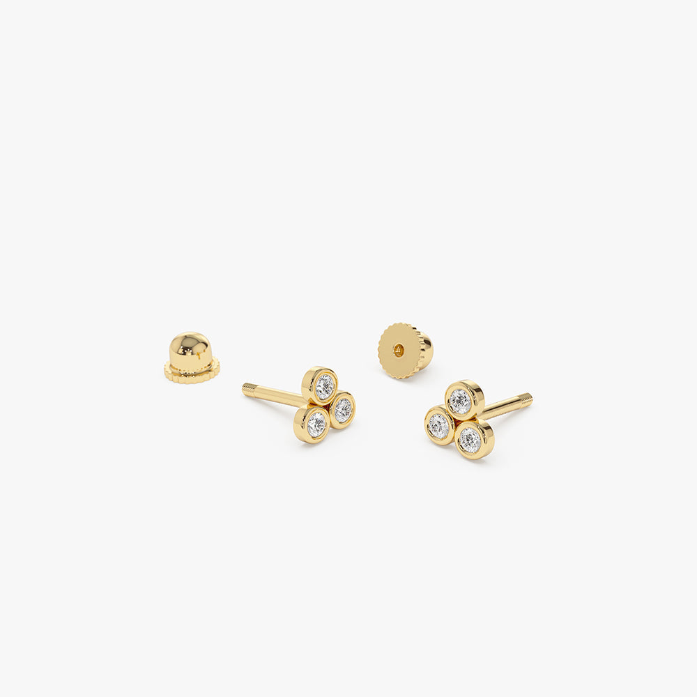 14K Dainty Diamond Trio Helix Piercing - GeumJewels