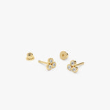 14K Dainty Diamond Trio Helix Piercing - GeumJewels
