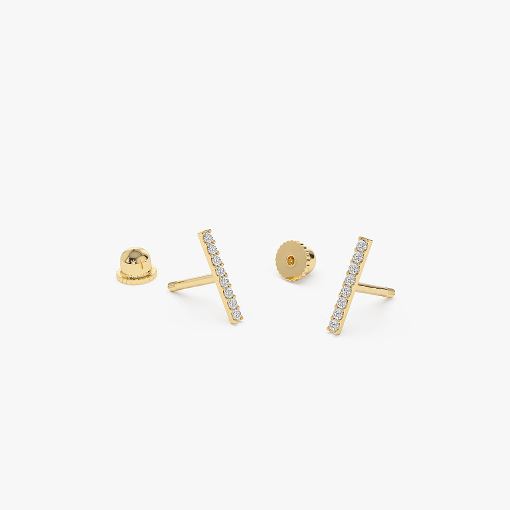 14k Diamond Bar Helix Piercing - GeumJewels