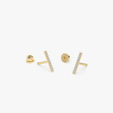 14k Diamond Bar Helix Piercing - GeumJewels