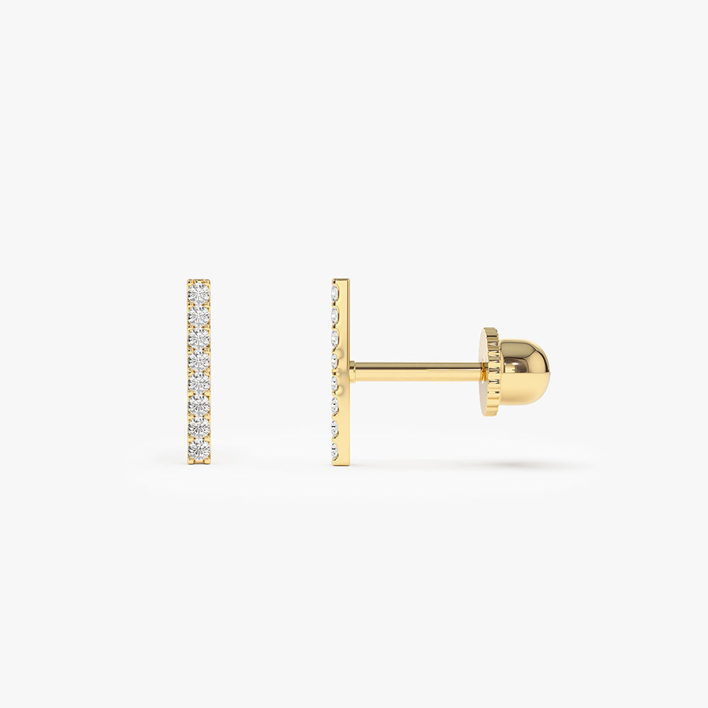 14k Diamond Bar Helix Piercing - GeumJewels