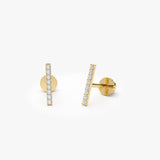 14k Diamond Bar Helix Piercing - GeumJewels