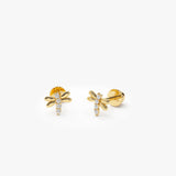 14k Diamond Bee Helix Piercing - GeumJewels