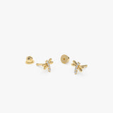 14k Diamond Bee Helix Piercing - GeumJewels