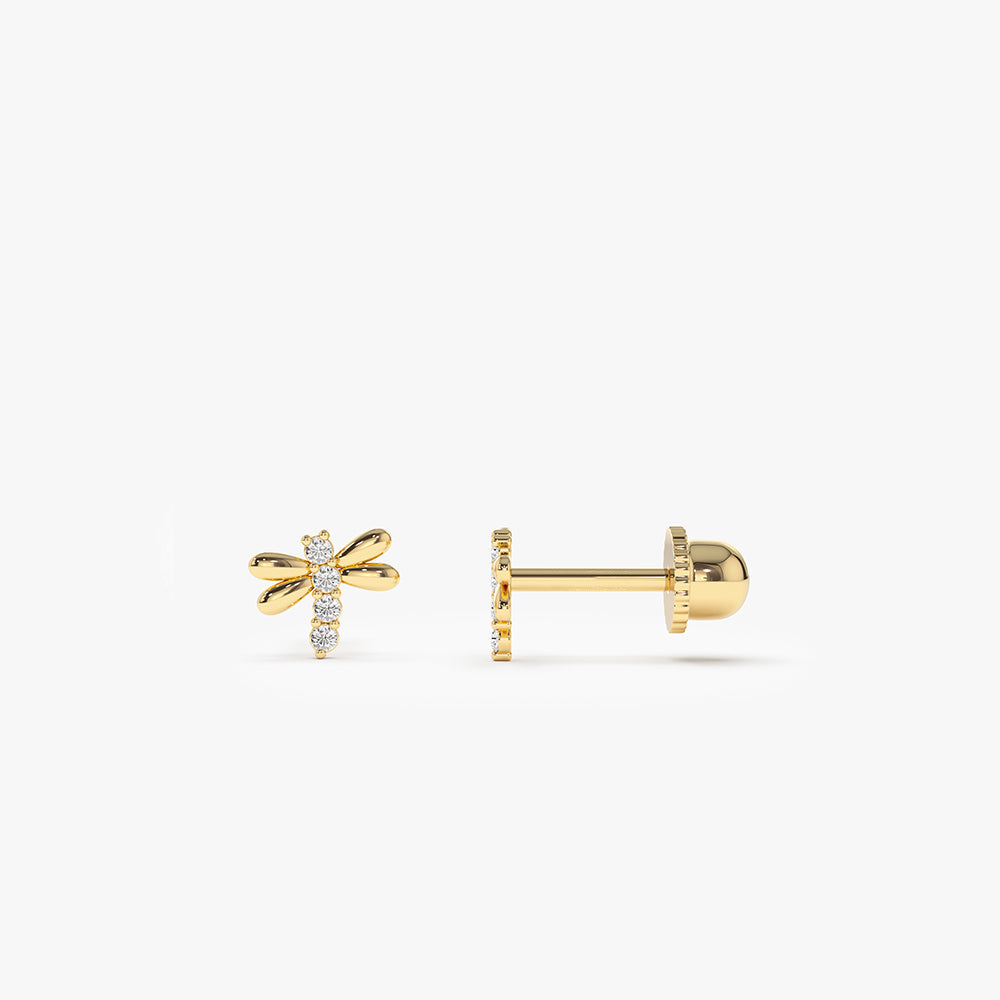 14k Diamond Bee Helix Piercing - GeumJewels