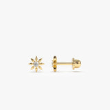 14k Gold Star Diamond Helix Piercing - GeumJewels