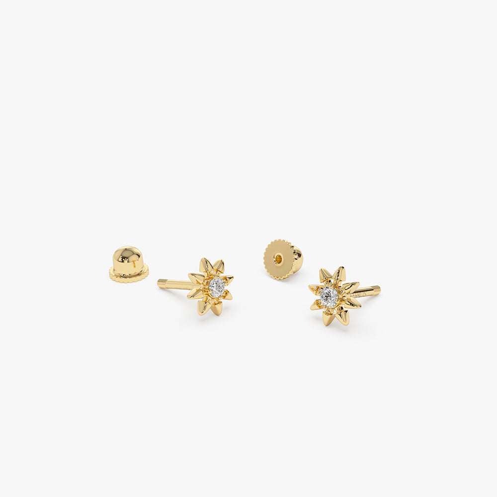 14k Gold Star Diamond Helix Piercing - GeumJewels