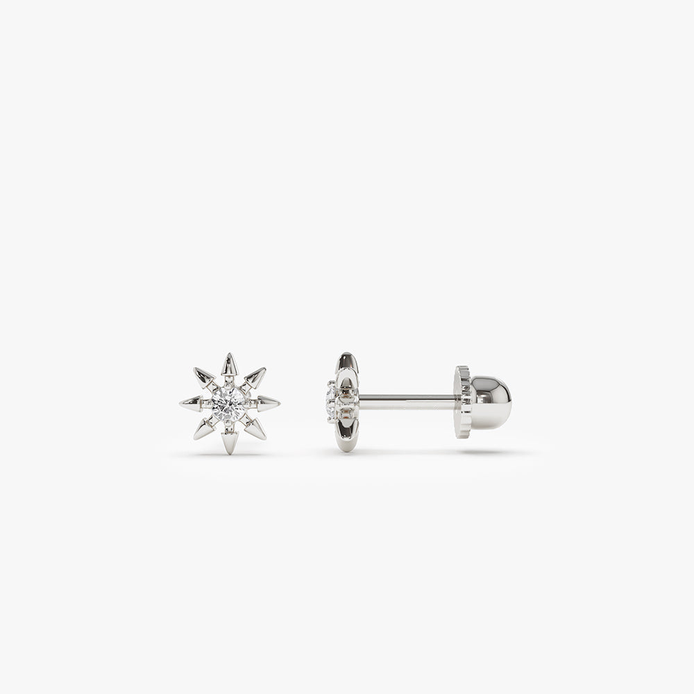 14k Gold Star Diamond Helix Piercing - GeumJewels