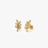 14k Leaf Diamond Helix Piercing - GeumJewels