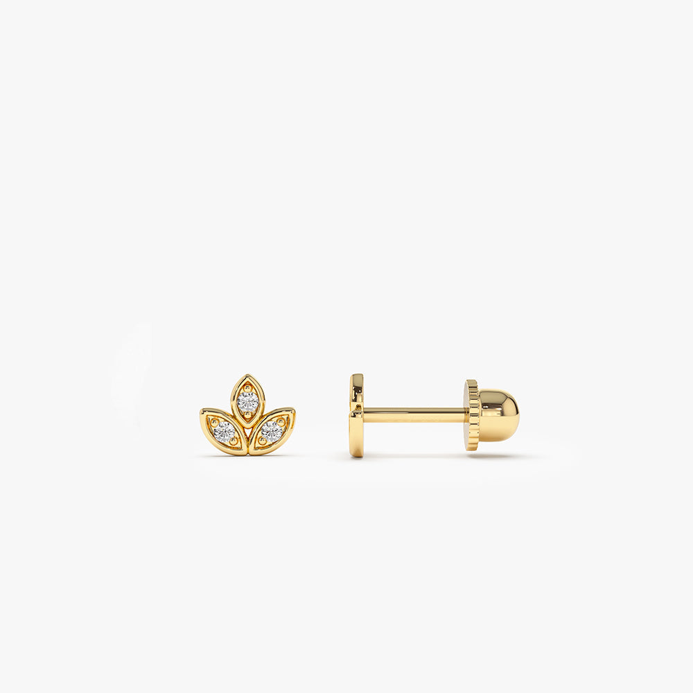14k Leaf Petal Diamond Helix Piercing - GeumJewels