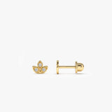 14k Leaf Petal Diamond Helix Piercing - GeumJewels