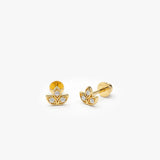 14k Leaf Petal Diamond Helix Piercing - GeumJewels