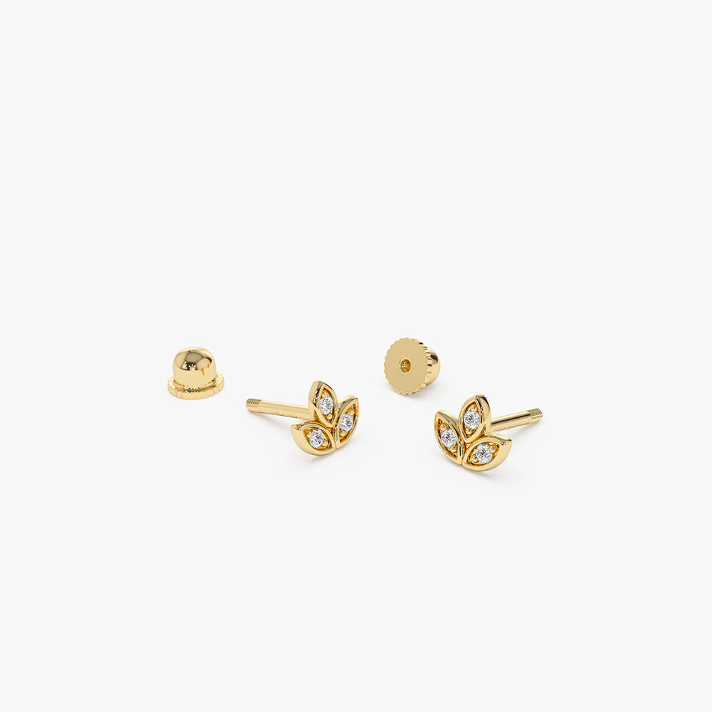 14k Leaf Petal Diamond Helix Piercing - GeumJewels