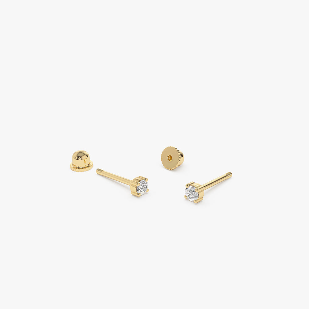 14k Prong Setting Diamond Stud Piercing - GeumJewels