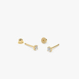 14k Prong Setting Diamond Stud Piercing - GeumJewels