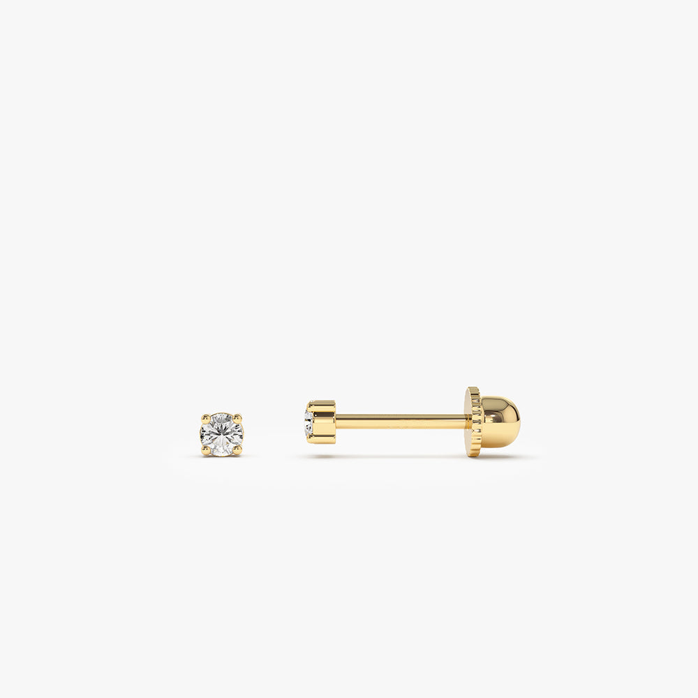 14k Prong Setting Diamond Stud Piercing - GeumJewels