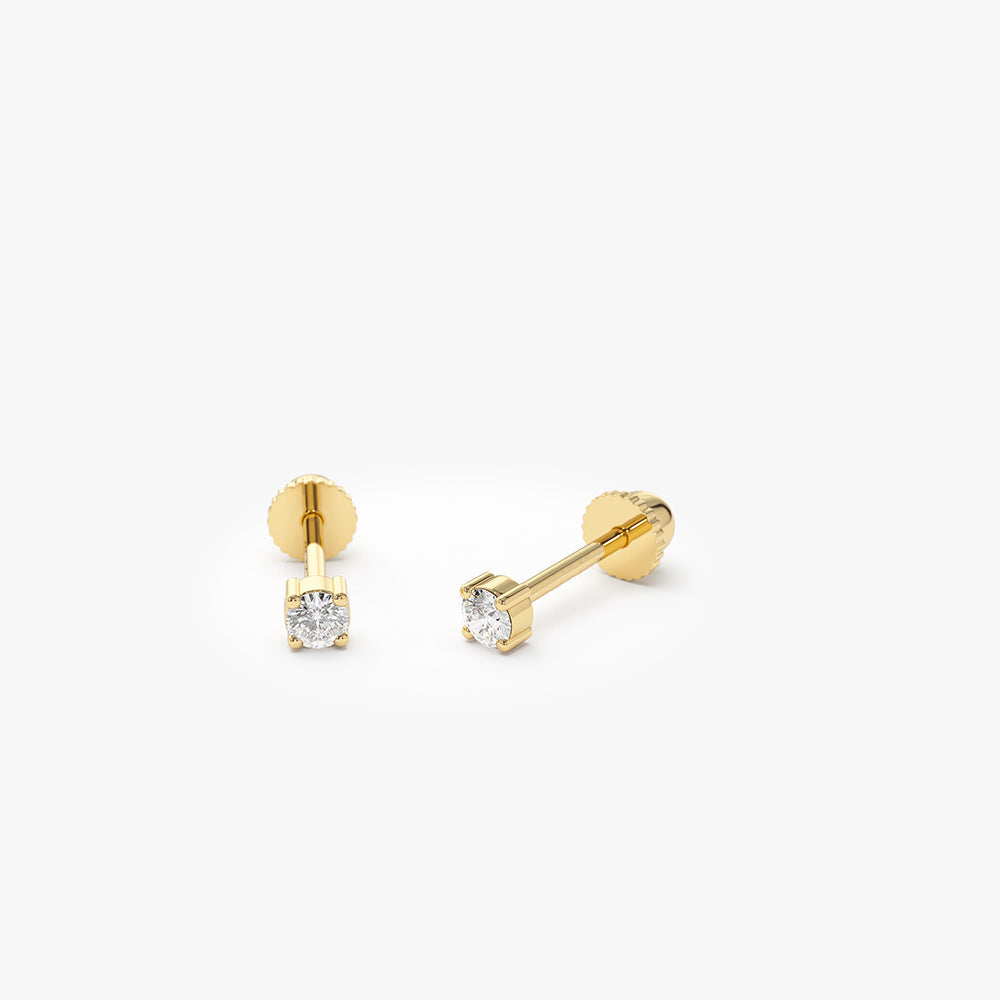 14k Prong Setting Diamond Stud Piercing - GeumJewels