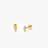 14k Six Dot Diamond Helix Piercing - GeumJewels