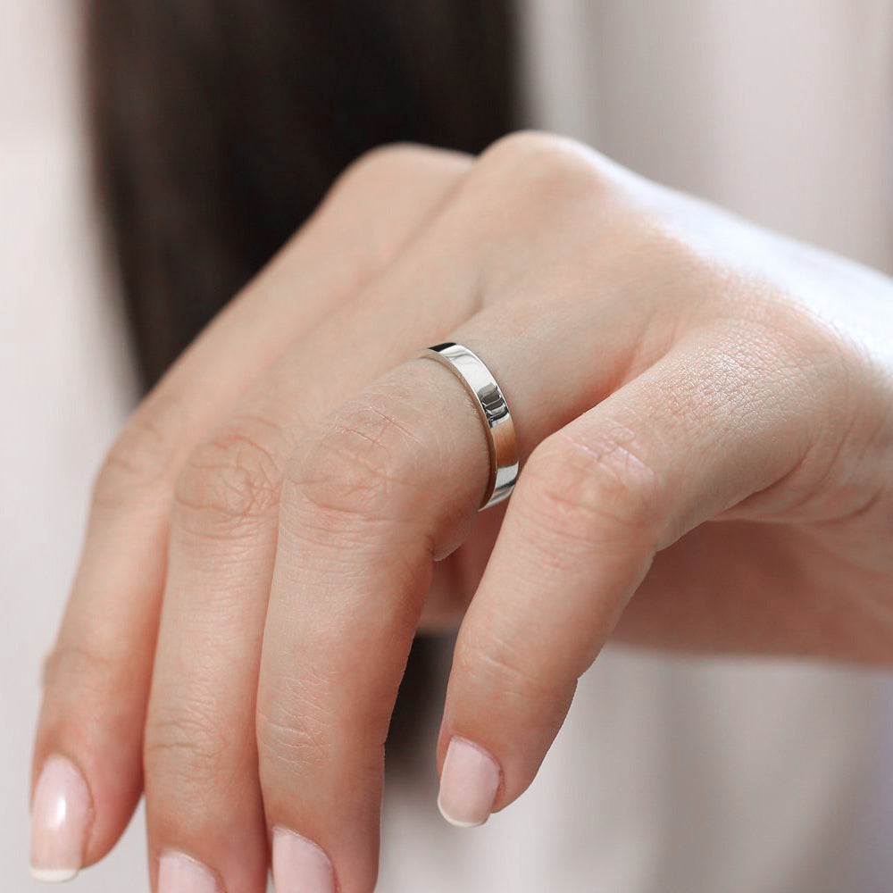 Platinum 3MM Flat Wedding Band - GeumJewels